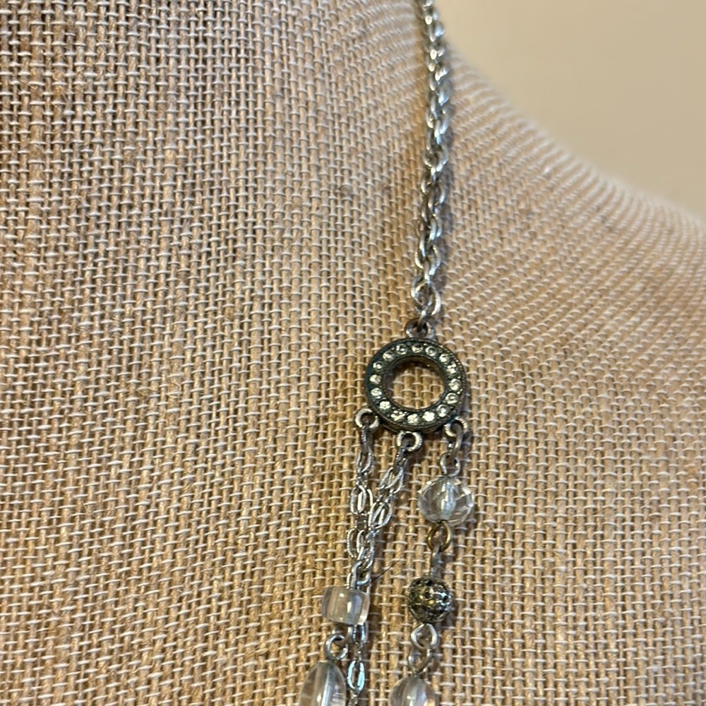 Elegant Silver and Clear Beaded Necklace - Picture 2 of 4